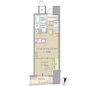 東京都新宿区市谷本村町【マンション】の間取り