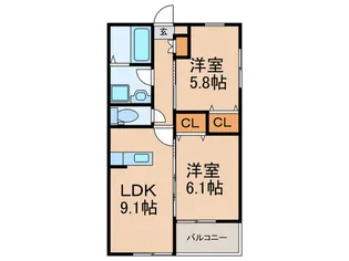 fleur riziere野中【3階】の間取り