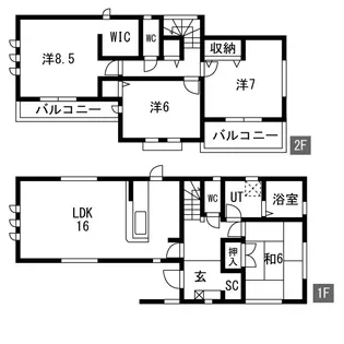 栃木県宇都宮市駒生町【一戸建】の間取り