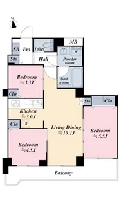 パーク・ノヴァ目黒不動前【3階】の間取り