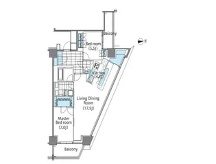 コンフォリア新宿イーストサイドタワー【8階】の間取り