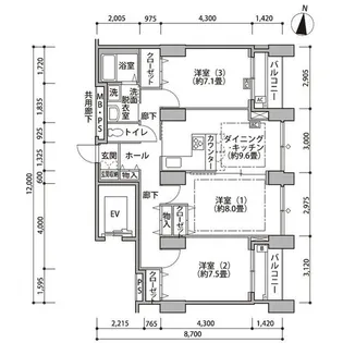 東雲キャナルコートCODAN14号棟【4階】の間取り