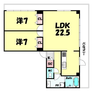 ソレイユ北野【2階】の間取り