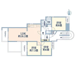 コートハウス上野毛2号棟【2階】の間取り