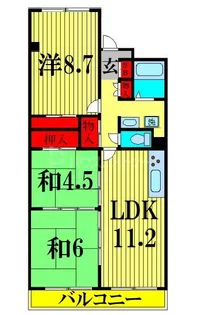 新松戸ファミールハイツ4号棟【4階】の間取り