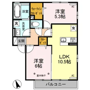 コンツェルト貝沢【2階】の間取り