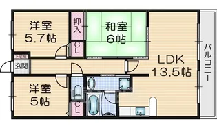 サザンクロス【5階】の間取り