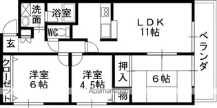 レキオ荒木【4階】の間取り