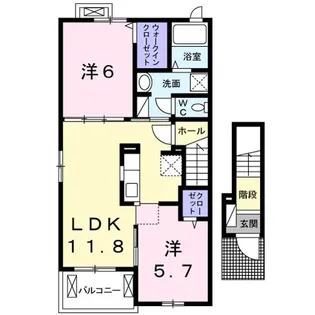 ラビアンローゼC【2階】の間取り