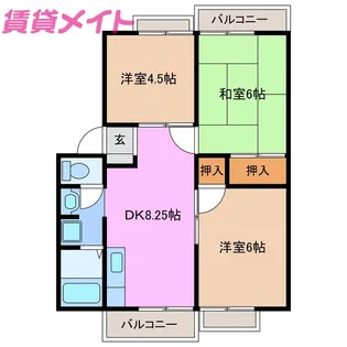 ハイツ荒木【1階】の間取り