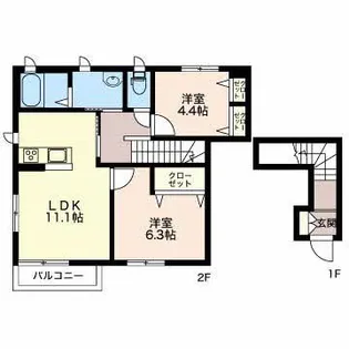 ボンヌール moco【2階】の間取り