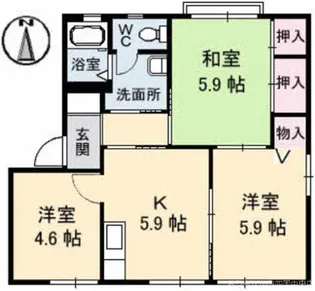 ヴィラ・ハピネス B棟【1階】の間取り