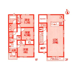 神奈川県茅ヶ崎市赤羽根【一戸建】の間取り