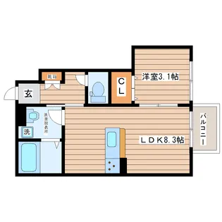 ARC CITY ASUTO NAGAMACHI【1階】の間取り