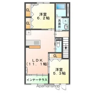 茨城県鹿嶋市大字長栖【アパート】の間取り