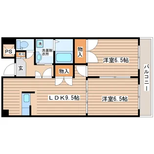 2LDKの間取り画像