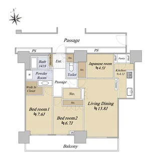 ルネッサなんばタワー【6階】の間取り