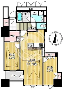 プレミストタワー靭本町【23階】の間取り