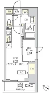 コスモグラシア新宿西早稲田【2階】の間取り