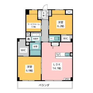 ヴァルム レッヘルン【5階】の間取り