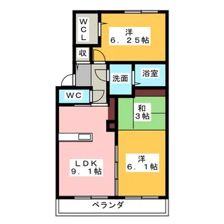 サンヒルズ B棟【1階】の間取り