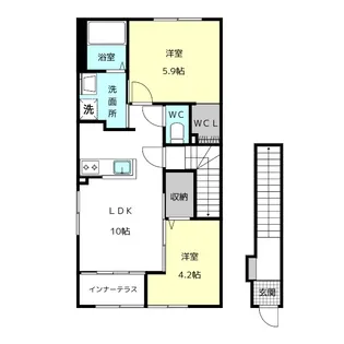ディアベルジュI【2階】の間取り