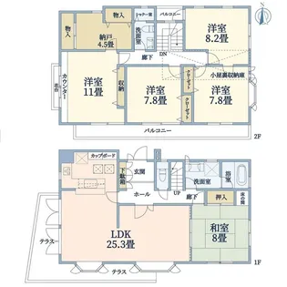 東京都中野区東中野2【一戸建】の間取り