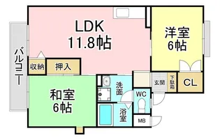 福岡県北九州市八幡西区下上津役3【アパート】の間取り