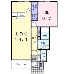 ソレアード・ヒル【1階】の間取り
