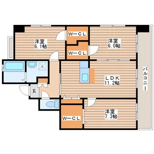 エーフィールズ新田東【4階】の間取り