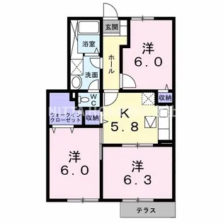 パパイヤプレースA【1階】の間取り