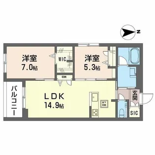 ウィズプラス等々力【1階】の間取り