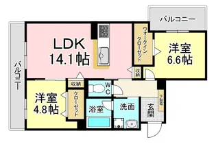 グランカルム足立【2階】の間取り