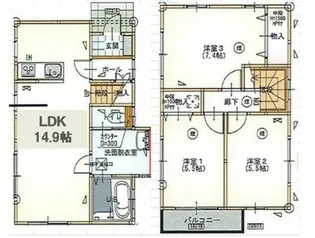 埼玉県草加市松江2【一戸建】の間取り