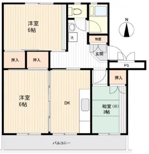 港南台めじろ団地38号棟【5階】の間取り
