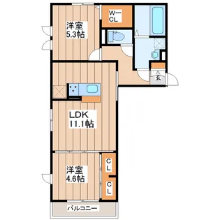 ル プティシャトー広瀬橋【3階】の間取り