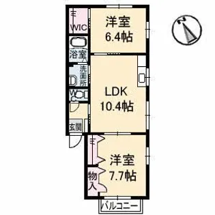 ハピネスうかい【1階】の間取り