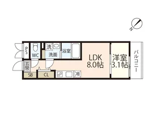 S-MOVE庚午北【4階】の間取り