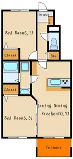 フォンターナ江井島【2階】の間取り