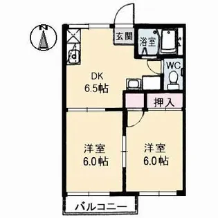 チューリップハイツ B棟【2階】の間取り
