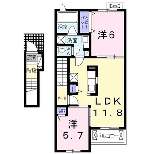 フリーデII【2階】の間取り
