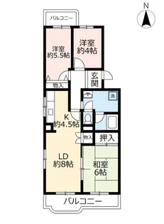 UR大山田松ノ木【5階】の間取り