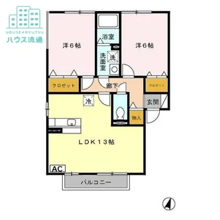 グランモア貝津 B棟【2階】の間取り