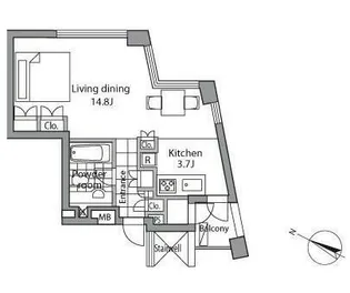 レジディアタワー乃木坂【5階】の間取り