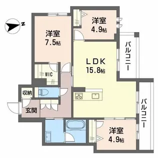 Belle Maison昭和町【3階】の間取り
