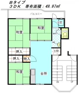 公社賃貸SMALIO 茨木郡山B【2階】の間取り