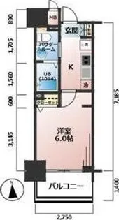 エステムプラザ大手前エヴァース【2階】の間取り