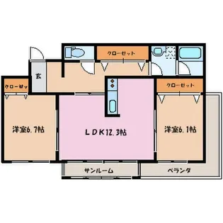 ビューパレ布瀬【2階】の間取り
