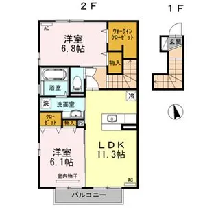 宮崎県都城市広原町【アパート】の間取り