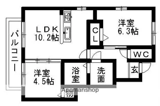 メゾン・ド・ボヌールB棟【1階】の間取り